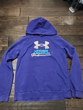 Under Armour Purple Pullover Hoodie with Multicolor Logo